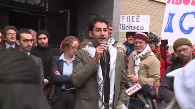 A Palestinian student at Columbia is freed after his arrest at a citizenship interview