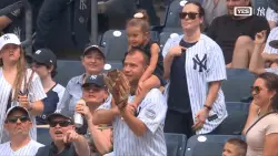 Dad makes wild catch on foul ball while daughter covers his eyes at Yankees game