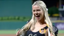 Livvy Dunne cheers on fellow Sports Illustrated models' first pitch before boyfriend Paul Skenes pitches